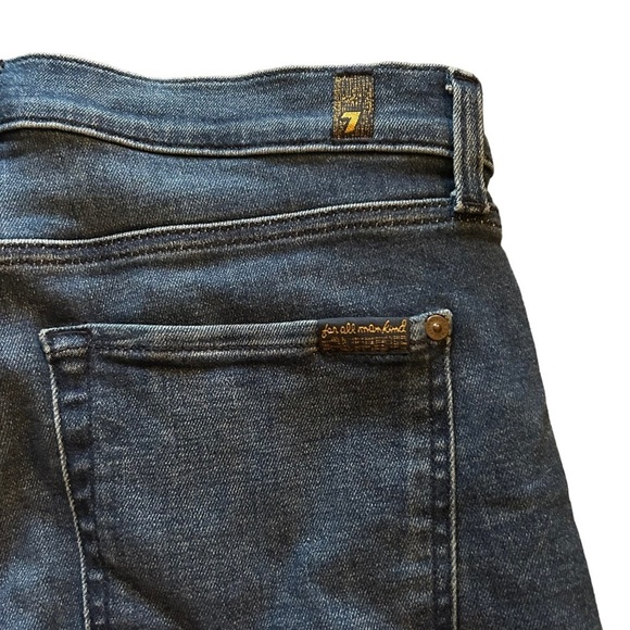 7 For All Mankind Jeans Womens 31 Highwaist Slim Kick Ankle Distressed Raw Hem - Picture 8 of 15